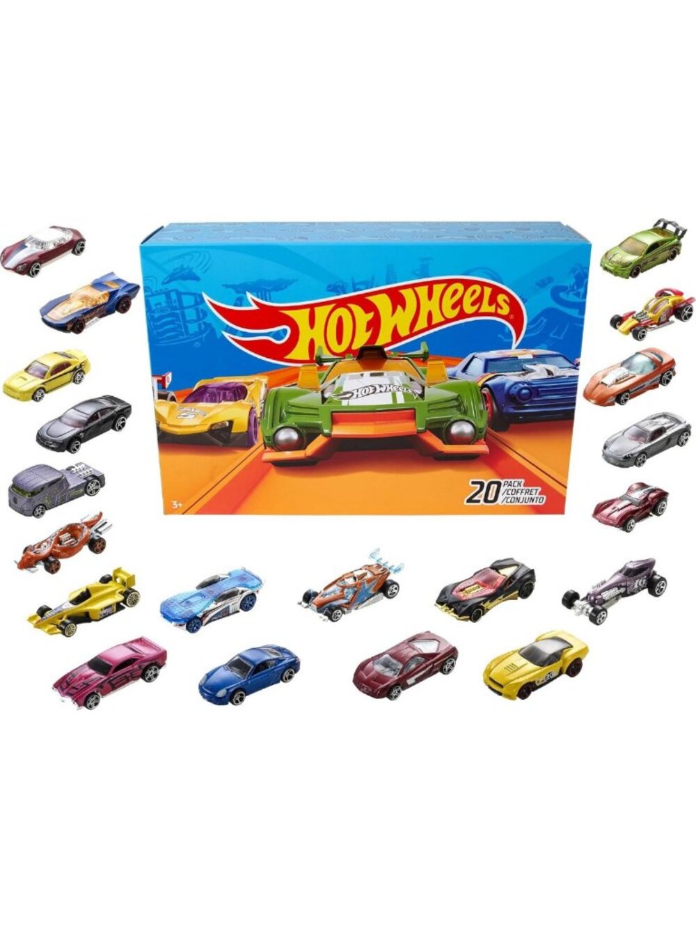 20-Pack Hot Wheels Toy Cars & Trucks - 1:64 Scale Vehicles for Play & Display